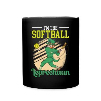 Ich bin der Softball-Kobold St. Patrick's Day - Tasse einfarbig - Schwarz - Vorne