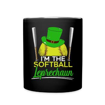 Ich bin der Softball-Kobold St. Patrick's Day - Tasse einfarbig - Schwarz - Vorne