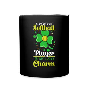 Ein super süßer Softballspieler ist mein Glücksbringer - Tasse einfarbig - Schwarz - Vorne