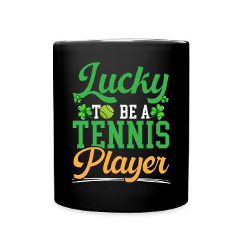 Chanceux d’être un joueur de tennis Fête de la Saint-Patrick - Mug uni - noir - Devant