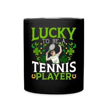 Glück, ein Tennisspieler zu sein St. Patrick's Day - Tasse einfarbig - Schwarz - Vorne