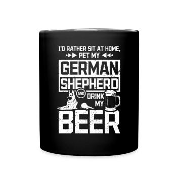 Drink beer and pet my german shepherd - Tasse einfarbig - Schwarz - Vorne