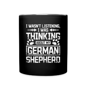 Je pensais à mon berger allemand - Mug uni - noir - Devant