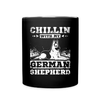 Chillin avec mon berger allemand - Mug uni - noir - Devant