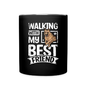 Marcher avec mon meilleur ami berger anglais - Mug uni - noir - Devant