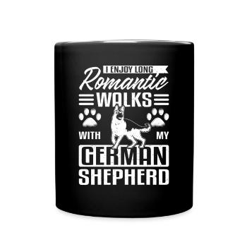 longues promenades romantiques avec mon berger allemand - Mug uni - noir - Devant