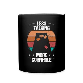 Cornhole Player Less talking more Cornhole Team - Tasse einfarbig - Schwarz - Vorne