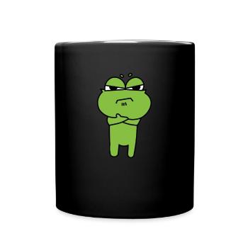 Frosch Comic Zeichnung Lustig - Tasse einfarbig - Schwarz - Vorne