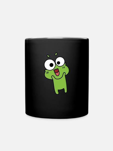 Frosch Comic Zeichnung Lustig - Tasse einfarbig - Schwarz