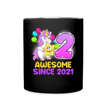 2ème anniversaire fille 2 ans - Mug uni - noir - Devant