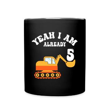 5th birthday boy 5 years - Full Colour Mug - black - Front