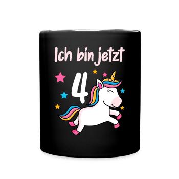 4. Geburtstag Mädchen 4 Jahre - Tasse einfarbig - Schwarz - Vorne