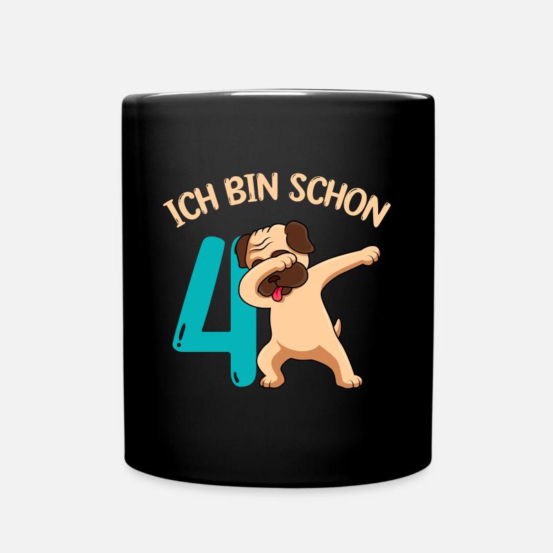 Ich bin 4 Jahre 4. Geburtstag - Tasse einfarbig - Schwarz