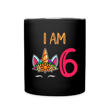 6. Geburtstag Mädchen 6 Jahre Geburtstag - Tasse einfarbig - Schwarz - Vorne