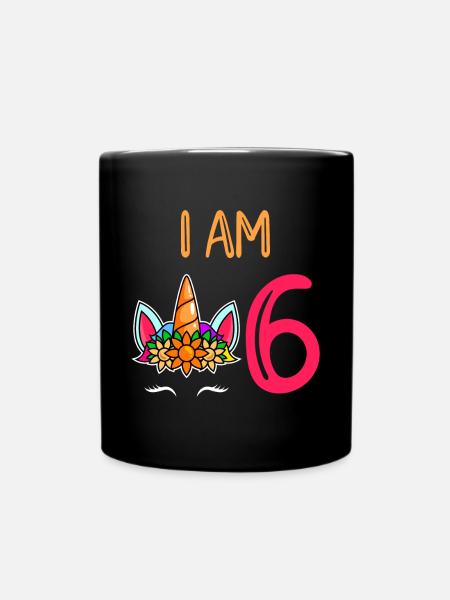 6. Geburtstag Mädchen 6 Jahre Geburtstag - Tasse einfarbig - Schwarz