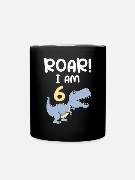 6. Geburtstag Dino Junge 6 Jahre - Tasse einfarbig - Schwarz