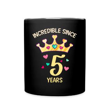 5. Geburtstag Mädchen 5 Jahre - Tasse einfarbig - Schwarz - Vorne