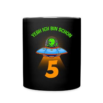 5. Geburtstag 5 Jahre - Tasse einfarbig - Schwarz - Vorne