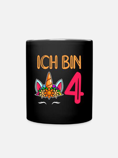 4. Geburtstag Mädchen 4 Jahre - Tasse einfarbig - Schwarz