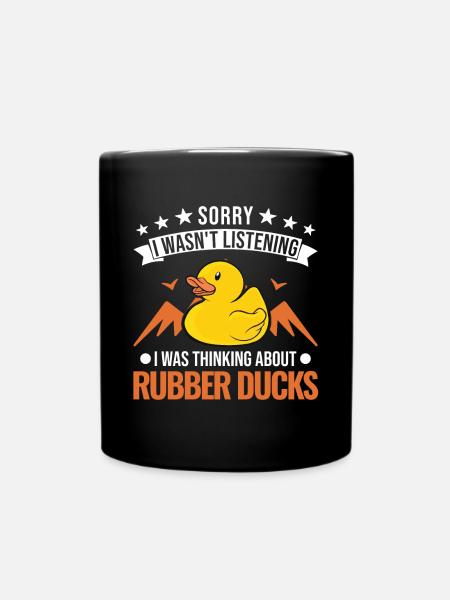 Gummiente Geschenk Quietscheente Badeente - Ensfarvet krus - sort