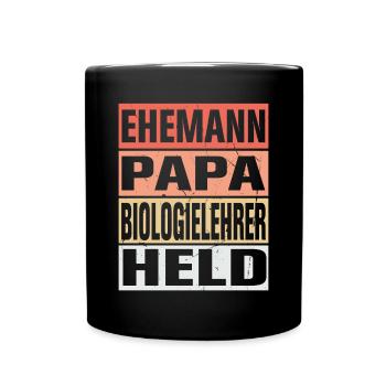 Biologielehrer Vater Ehemann Held - Tasse einfarbig - Schwarz - Vorne