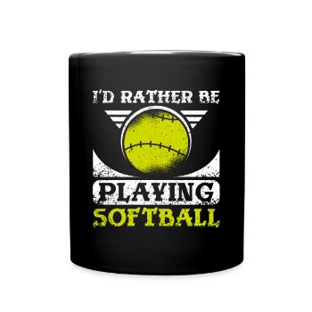 Je préfère jouer au softball - Mug uni - noir - Devant