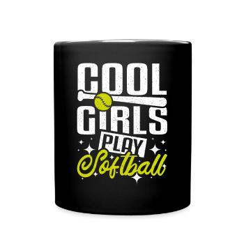 Cool girls play softball - Tasse einfarbig - Schwarz - Vorne