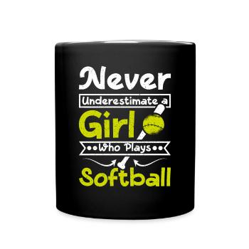 Ne sous-estimez jamais une fille qui joue au softball - Mug uni - noir - Devant