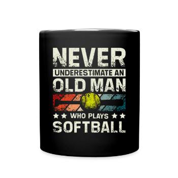 Ne sous-estimez jamais un vieil homme qui joue au softball - Mug uni - noir - Devant