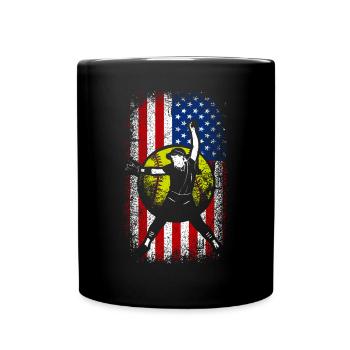 Drapeau américain américain patriotique softball 4 juillet - Mug uni - noir - Devant