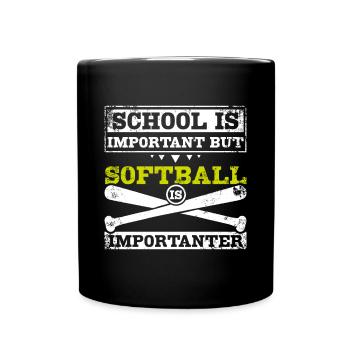 L’école est importante, mais le softball est plus important - Mug uni - noir - Devant