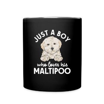 Maltipoo Hund - Tasse einfarbig - Schwarz - Vorne