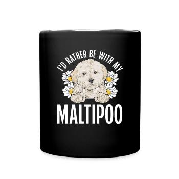 Maltipoo Hund - Tasse einfarbig - Schwarz - Vorne