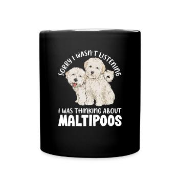 Maltipoo Hund - Tasse einfarbig - Schwarz - Vorne