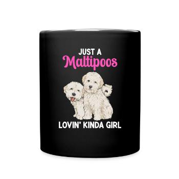 Maltipoo Hund - Tasse einfarbig - Schwarz - Vorne