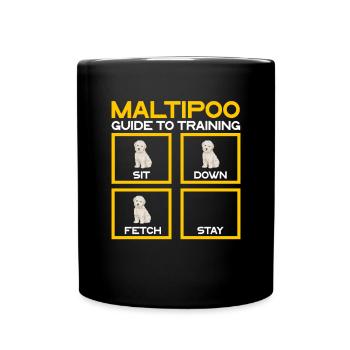 Maltipoo Hund - Tasse einfarbig - Schwarz - Vorne