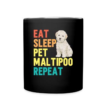 Maltipoo Hund - Tasse einfarbig - Schwarz - Vorne