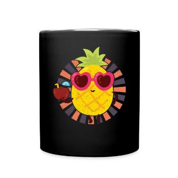 Cute Pinapple Vintage Distressed Vacation - Full Colour Mug - black - Front