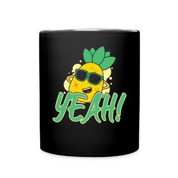 Yeah Relaxed Chill Pineapple - Full Colour Mug - black - Front