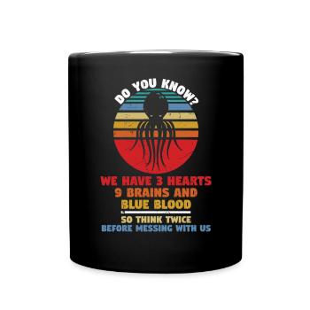 We Have Hearts Brains Blue Blood Think Twice - Full Colour Mug - black - Front