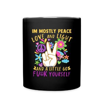 Hippie Peace Groovy Flowerpower Boho Woodstock - Full Colour Mug - black - Front