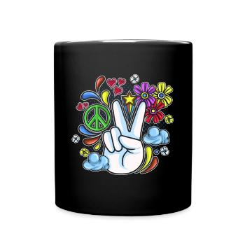 Hippie Cadeau Acidhead Flowerpower Hippi Hippy - Mug uni - noir - Devant