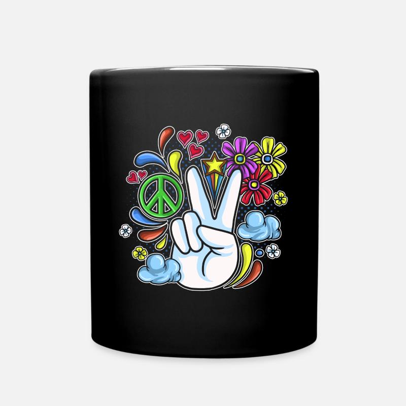 Hippie Geschenk Acidhead Flowerpower Hippi Hippy - Tasse einfarbig - Schwarz