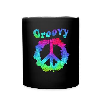 Hippie Tshirt Peace Movement Woodstock Boho Groove - Full Colour Mug - black - Front