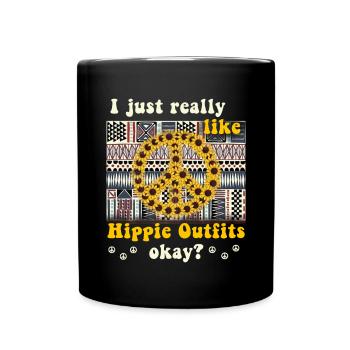 Hippie Peace Groovy Flowerpower Boho Woodstock - Full Colour Mug - black - Front