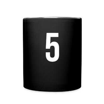 5 Zahlen, Buchstaben, Symbol, Alphabet, Initiale - Tasse einfarbig - Schwarz - Vorne