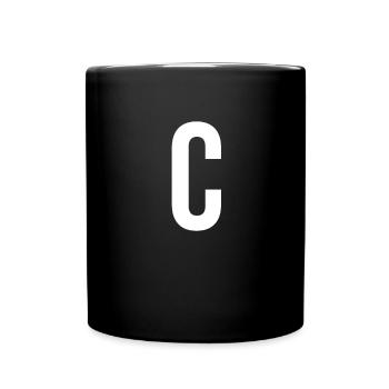 C Buchstabe Zahl Symbol Alphabet Initiale - Tasse einfarbig - Schwarz - Vorne