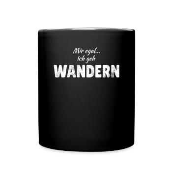 Wandern Zubehör Wanderer Motiv - Tasse einfarbig - Schwarz - Vorne