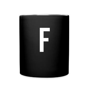 F Letter Number Symbol Alphabet Initial - Full Colour Mug - black - Front