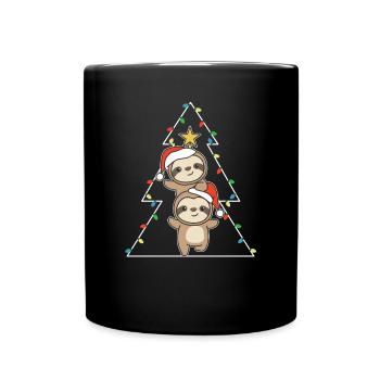 Paresseux Arbre de Noël Animaux de Noël Paresseux - Mug uni - noir - Devant